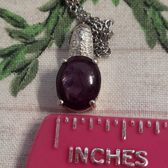 Indian Ruby Cabochon Sterling Silver Pendant Necklace - Picture 6 of 7